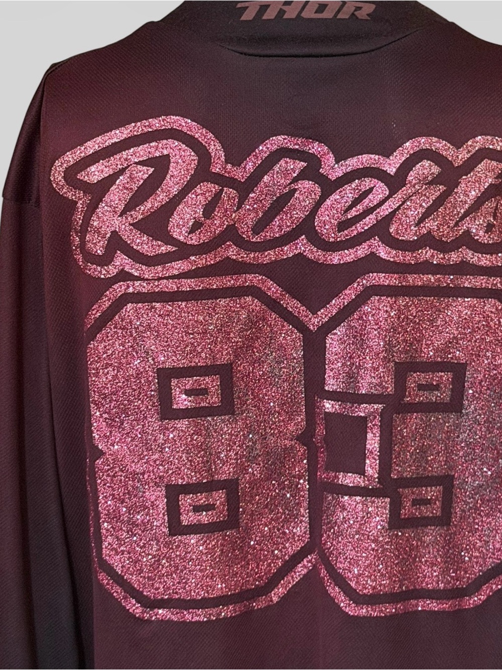 Thor Long Sleeve Motocross Jersey - Black with Maroon Logo - Picture 4 of 8